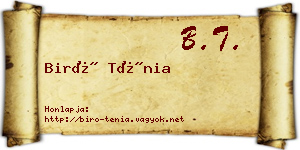 Biró Ténia névjegykártya